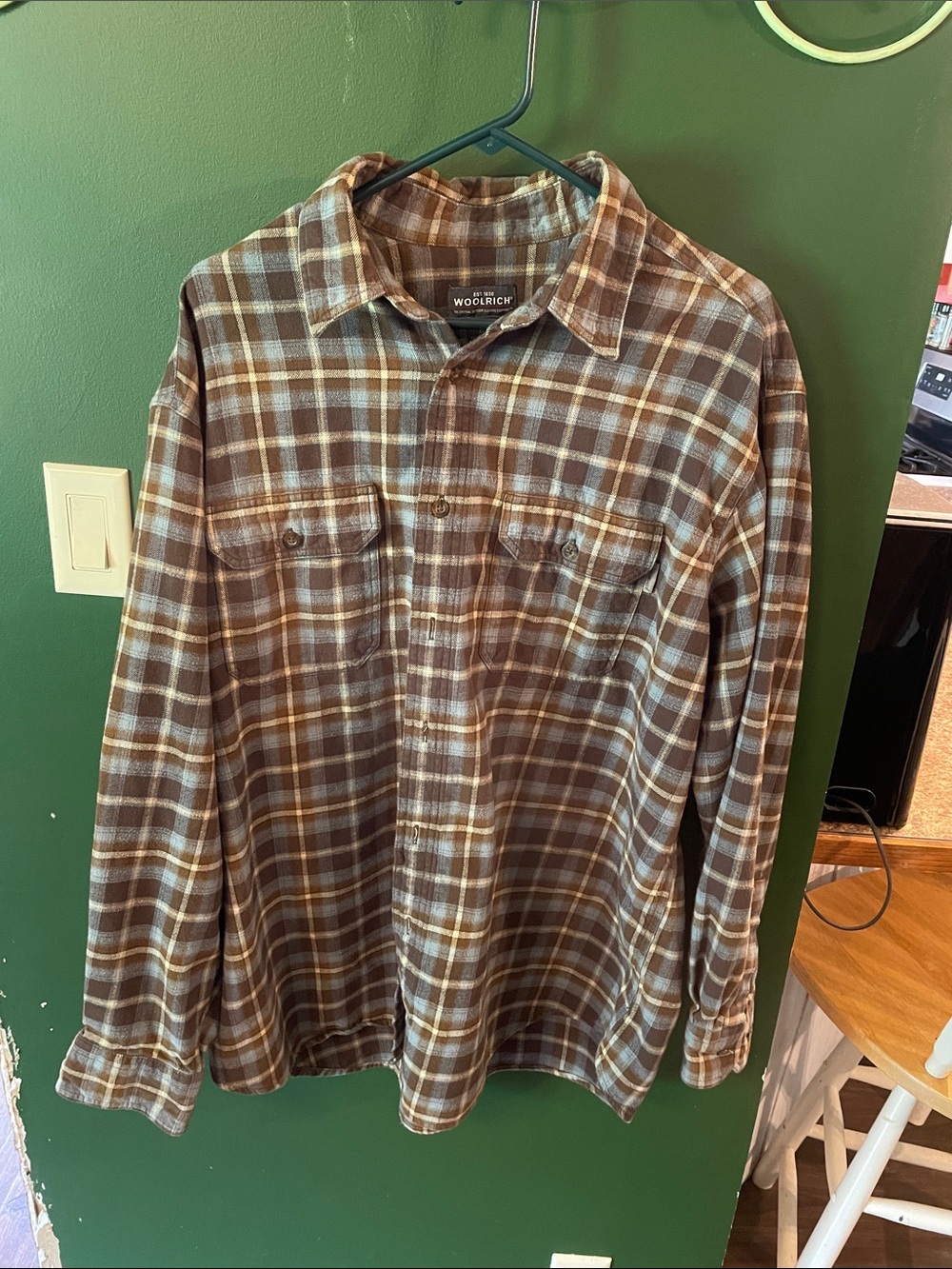 Woolrich Heavy 100% Cotton plaid flannel button up shirt long sleeve size XL